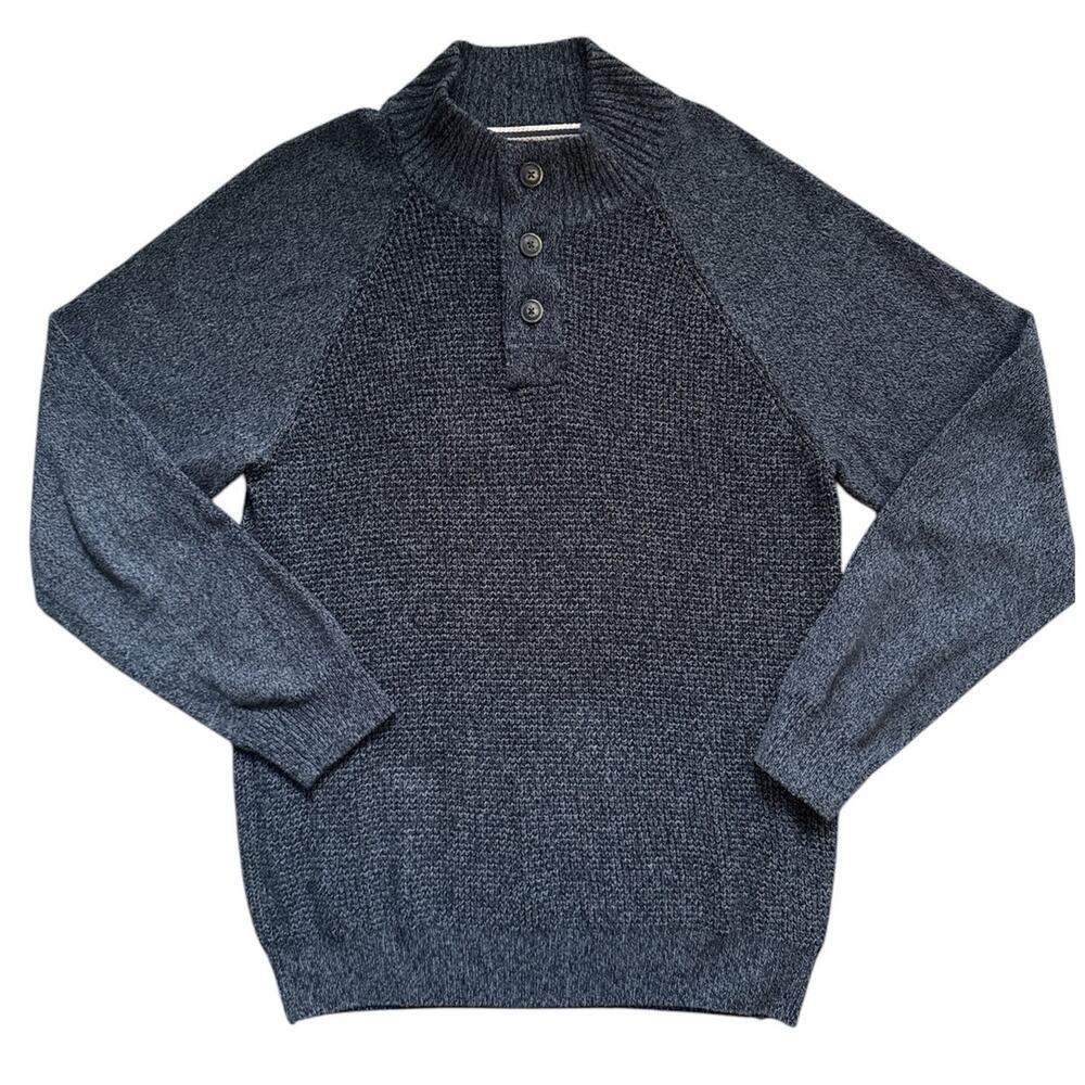 Weatherproof Vintage Knit Sweater Long Sleeve Men's XL 100% Cotton Gray 3 Button